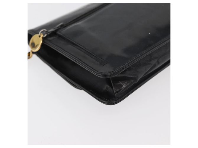 CHANEL COCO Mark Chain Shoulder Bag Pelle Vernice Nera Oro CC Auth 177451A Nero D'oro - vista 16