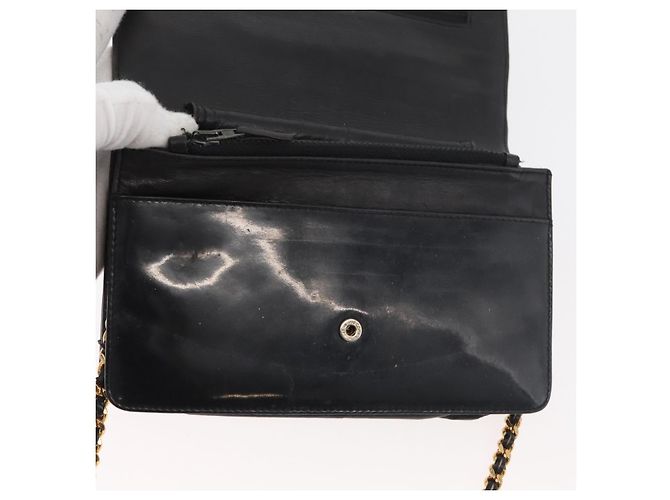 CHANEL COCO Mark Chain Shoulder Bag Pelle Vernice Nera Oro CC Auth 177451A Nero D'oro - vista 19