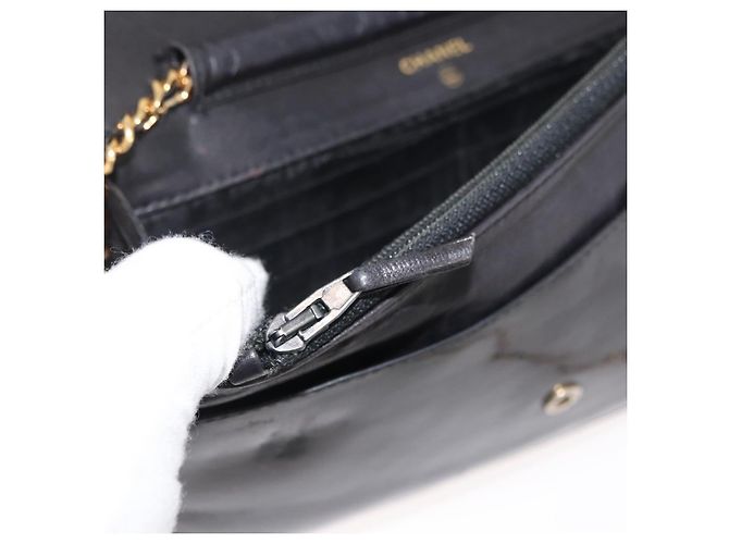 CHANEL COCO Mark Chain Shoulder Bag Pelle Vernice Nera Oro CC Auth 177451A Nero D'oro - vista 23