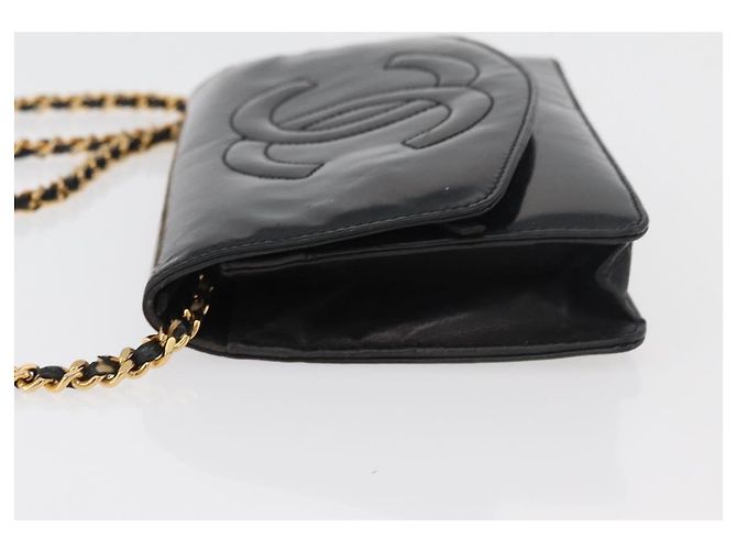 CHANEL COCO Mark Chain Shoulder Bag Pelle Vernice Nera Oro CC Auth 177451A Nero D'oro - vista 4