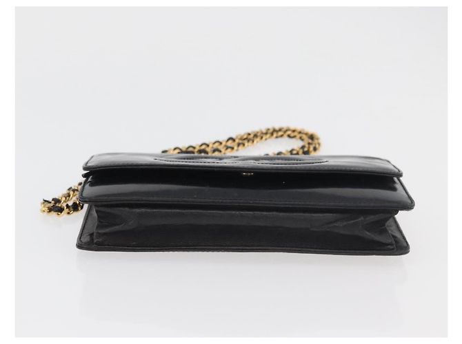 CHANEL COCO Mark Chain Shoulder Bag Pelle Vernice Nera Oro CC Auth 177451A Nero D'oro - vista 5