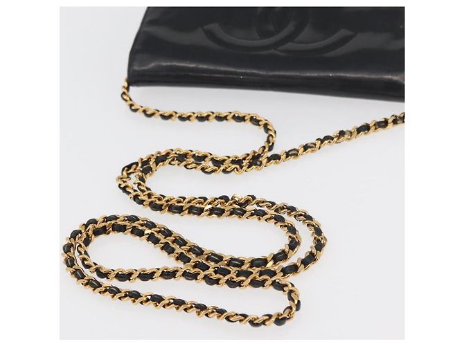 CHANEL COCO Mark Chain Shoulder Bag Pelle Vernice Nera Oro CC Auth 177451A Nero D'oro - vista 7