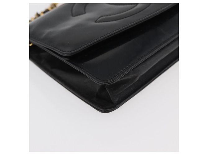 CHANEL COCO Mark Chain Shoulder Bag Pelle Vernice Nera Oro CC Auth 177451A Nero D'oro - vista 8