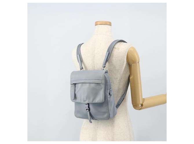 PRADA Rucksack Leder Hellblau Silber Auth BA12406A - Ansicht 28