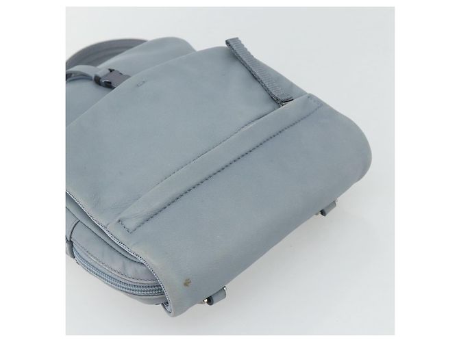 PRADA Rucksack Leder Hellblau Silber Auth BA12406A - Ansicht 6