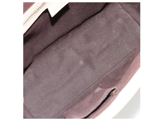 Borsa a Mano GUCCI GG Canvas Pelle Beige Oro 120895 Auth 177265 D'oro - vista 11