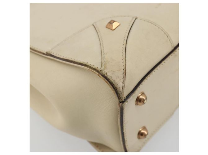 Borsa a Mano GUCCI GG Canvas Pelle Beige Oro 120895 Auth 177265 D'oro - vista 14