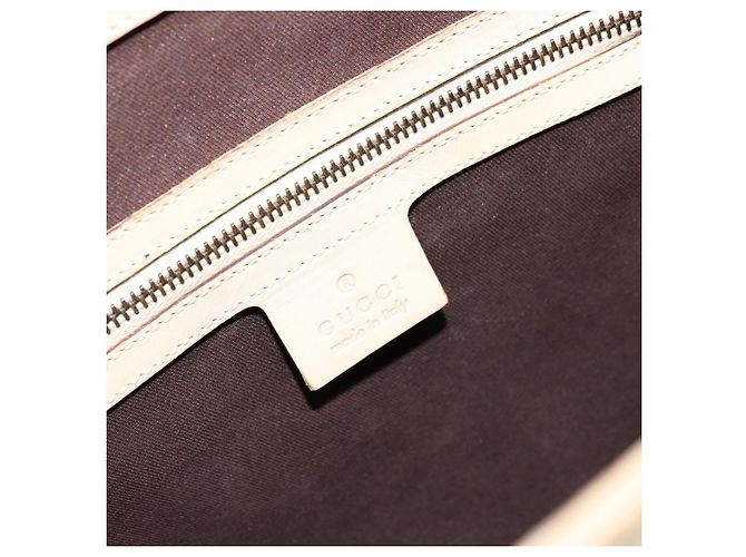 Borsa a Mano GUCCI GG Canvas Pelle Beige Oro 120895 Auth 177265 D'oro - vista 17
