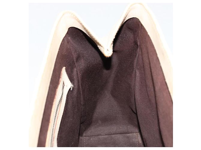 Borsa a Mano GUCCI GG Canvas Pelle Beige Oro 120895 Auth 177265 D'oro - vista 18
