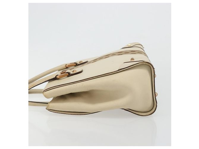 Borsa a Mano GUCCI GG Canvas Pelle Beige Oro 120895 Auth 177265 D'oro - vista 4
