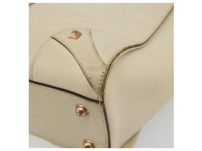 Borsa a Mano GUCCI GG Canvas Pelle Beige Oro 120895 Auth 177265 D'oro - vista 9