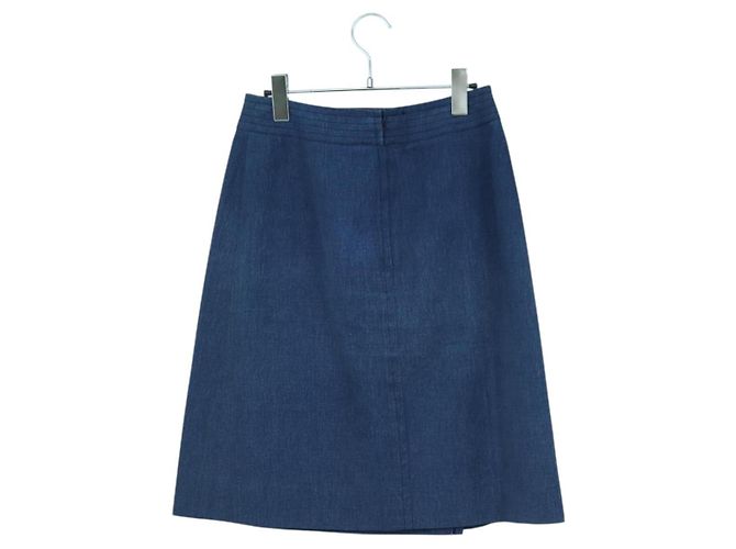 Céline Falda CELINE Denim Azul Oro Auth 177454V Dorado - vista 2