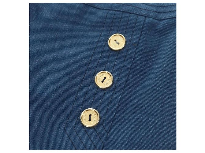 Céline Falda CELINE Denim Azul Oro Auth 177454V Dorado - vista 3