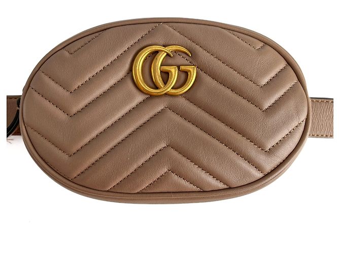Gucci Bolsa de cintura camera em couro matelassê GG Marmont Bege escuro - vista 9