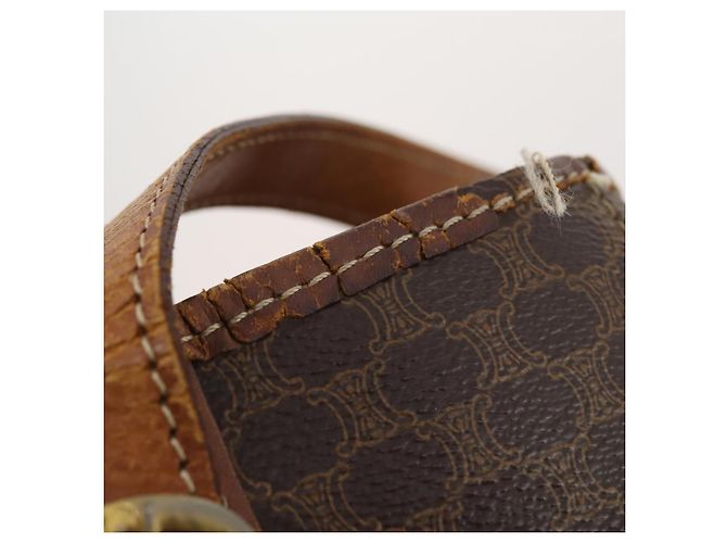 Céline Borsa a Spalla CELINE Macadam Canvas PVC Pelle 2 Set Marrone Auth am11453 - vista 10