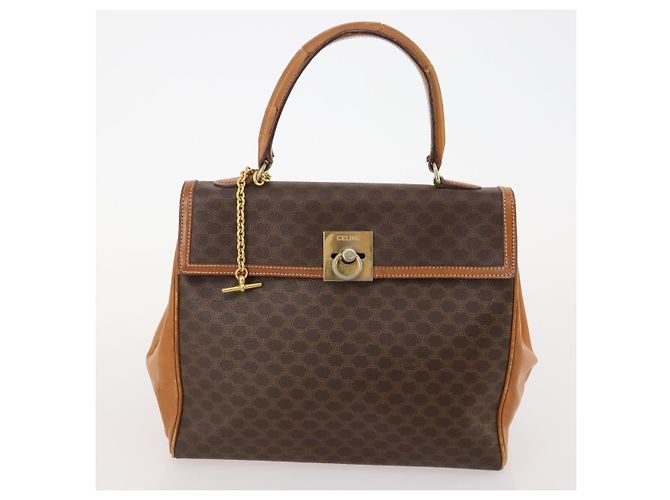 Céline Borsa a Spalla CELINE Macadam Canvas PVC Pelle 2 Set Marrone Auth am11453 - vista 12