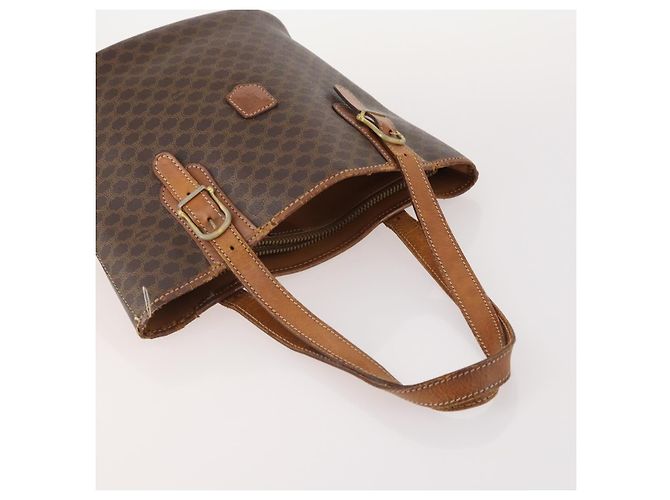 Céline Borsa a Spalla CELINE Macadam Canvas PVC Pelle 2 Set Marrone Auth am11453 - vista 5