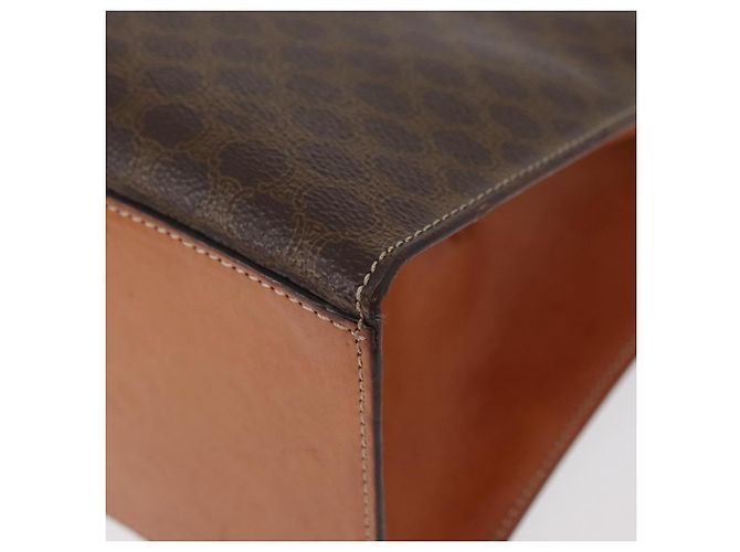Céline Borsa CELINE Macadam Canvas PVC Pelle Marrone Oro Auth 178653A D'oro - vista 17
