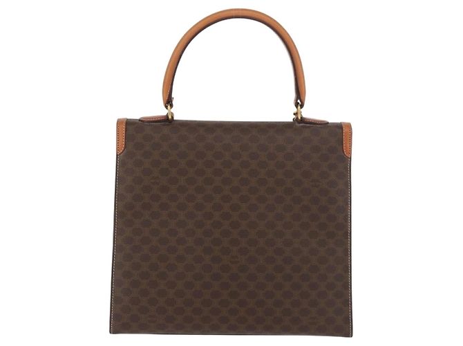 Céline Borsa CELINE Macadam Canvas PVC Pelle Marrone Oro Auth 178653A D'oro - vista 2