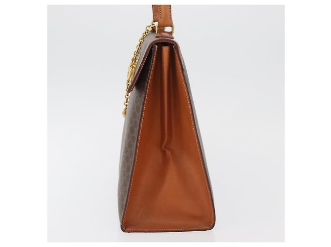 Céline Borsa CELINE Macadam Canvas PVC Pelle Marrone Oro Auth 178653A D'oro - vista 3