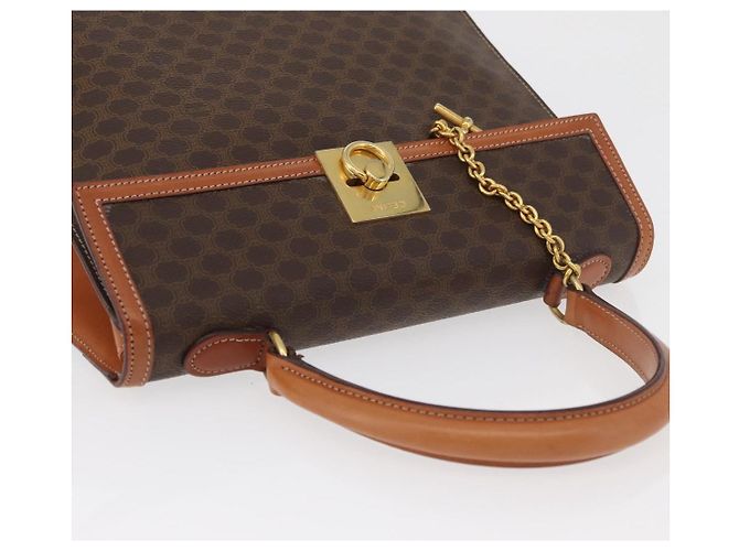 Céline Borsa CELINE Macadam Canvas PVC Pelle Marrone Oro Auth 178653A D'oro - vista 6