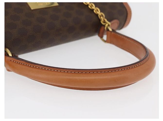 Céline Borsa CELINE Macadam Canvas PVC Pelle Marrone Oro Auth 178653A D'oro - vista 7