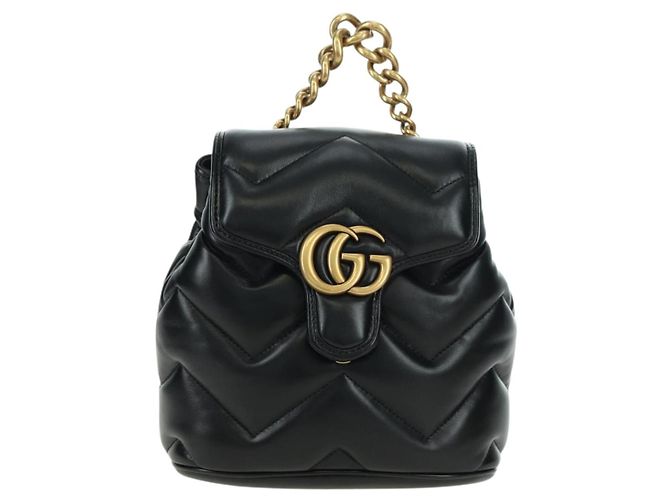 Zaino GUCCI GG Marmont in pelle nera e oro 777253 Auth BA12395SAV Nero D'oro - vista 13
