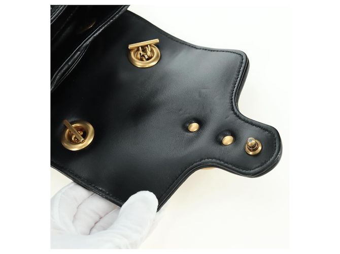 Zaino GUCCI GG Marmont in pelle nera e oro 777253 Auth BA12395SAV Nero D'oro - vista 23