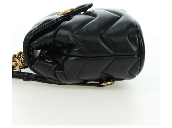 Zaino GUCCI GG Marmont in pelle nera e oro 777253 Auth BA12395SAV Nero D'oro - vista 3