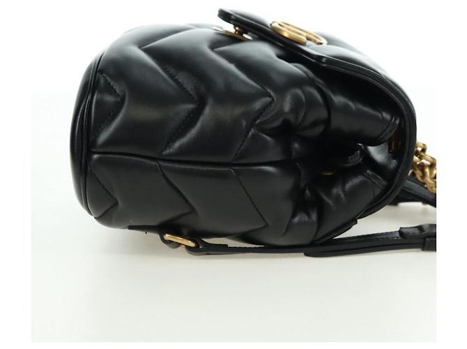 Zaino GUCCI GG Marmont in pelle nera e oro 777253 Auth BA12395SAV Nero D'oro - vista 4