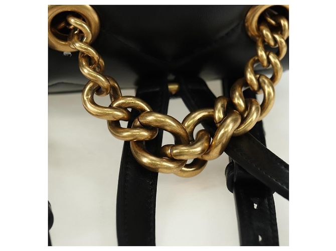 Zaino GUCCI GG Marmont in pelle nera e oro 777253 Auth BA12395SAV Nero D'oro - vista 7