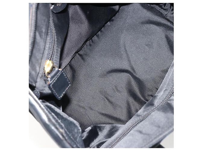 Céline Borsa a mano CELINE Circle Nylon Nero Oro Auth 178011A D'oro - vista 11