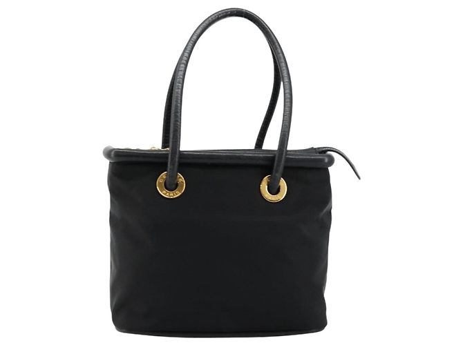 Céline Borsa a mano CELINE Circle Nylon Nero Oro Auth 178011A D'oro - vista 13