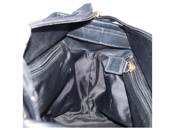Céline Borsa a mano CELINE Circle Nylon Nero Oro Auth 178011A D'oro - vista 19