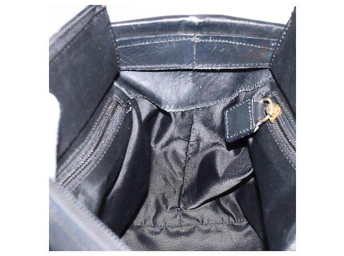 Céline Borsa a mano CELINE Circle Nylon Nero Oro Auth 178011A D'oro - vista 20