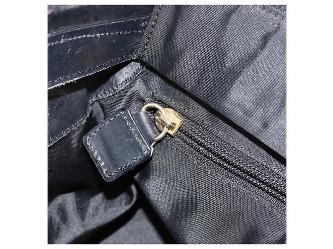 Céline Borsa a mano CELINE Circle Nylon Nero Oro Auth 178011A D'oro - vista 21