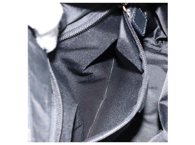 Céline Borsa a mano CELINE Circle Nylon Nero Oro Auth 178011A D'oro - vista 22