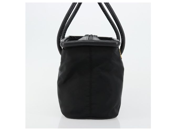 Céline Borsa a mano CELINE Circle Nylon Nero Oro Auth 178011A D'oro - vista 3
