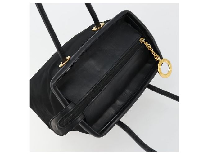 Céline Borsa a mano CELINE Circle Nylon Nero Oro Auth 178011A D'oro - vista 6