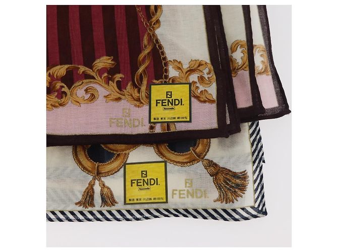 FENDI Fazzoletto di Cotone Set da 2 Pezzi Rosso Blu Autentico am11455A - vista 7