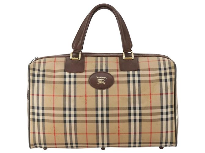 Borsa Boston Burberrys Nova Check in tela beige e oro Auth 175137 D'oro - vista 13