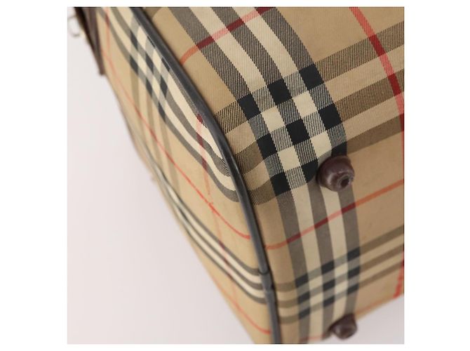 Borsa Boston Burberrys Nova Check in tela beige e oro Auth 175137 D'oro - vista 15