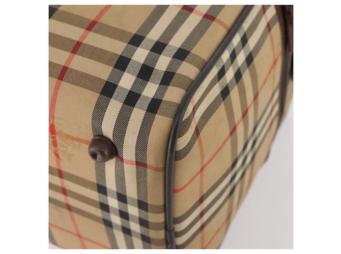 Borsa Boston Burberrys Nova Check in tela beige e oro Auth 175137 D'oro - vista 16