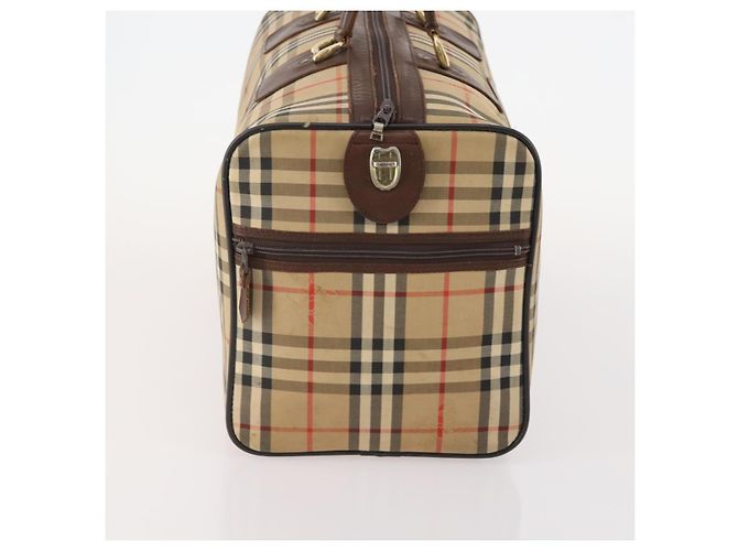 Borsa Boston Burberrys Nova Check in tela beige e oro Auth 175137 D'oro - vista 4