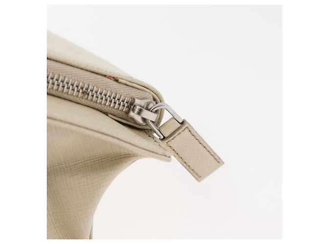 Saffiano Borsa Business PRADA in pelle Safiano Avorio Argento Auth bs34948A Crudo - vista 10