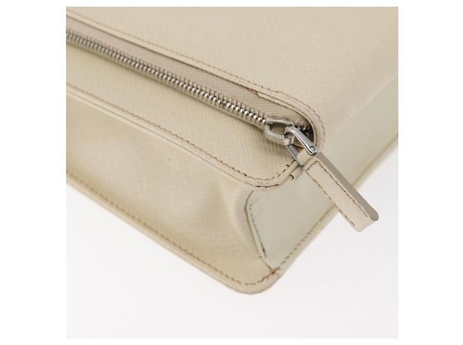 Saffiano Borsa Business PRADA in pelle Safiano Avorio Argento Auth bs34948A Crudo - vista 16