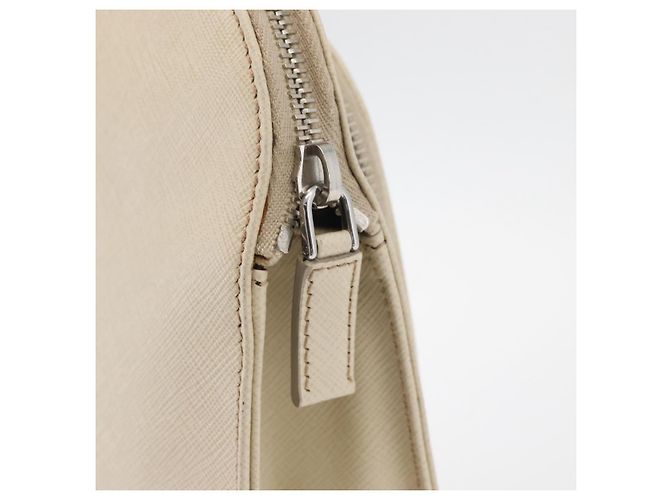 Saffiano Borsa Business PRADA in pelle Safiano Avorio Argento Auth bs34948A Crudo - vista 18