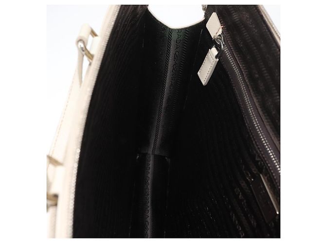 Saffiano Borsa Business PRADA in pelle Safiano Avorio Argento Auth bs34948A Crudo - vista 21