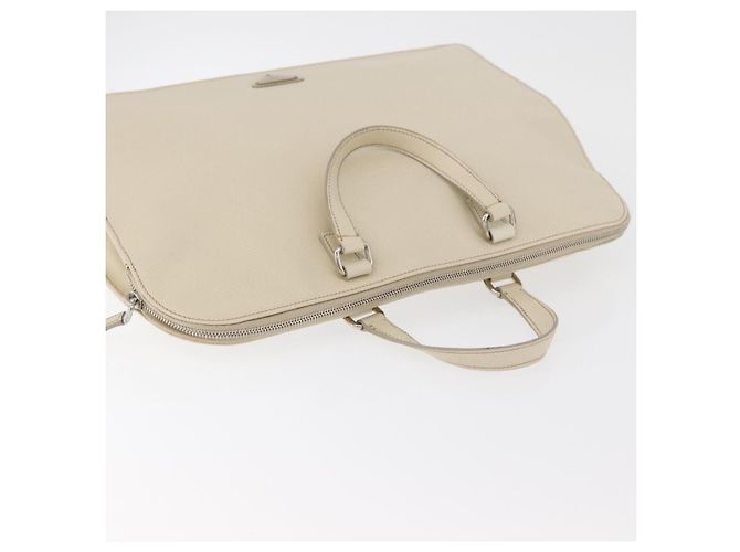 Saffiano Borsa Business PRADA in pelle Safiano Avorio Argento Auth bs34948A Crudo - vista 6