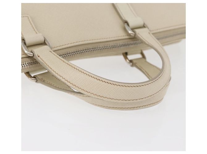 Saffiano Borsa Business PRADA in pelle Safiano Avorio Argento Auth bs34948A Crudo - vista 7
